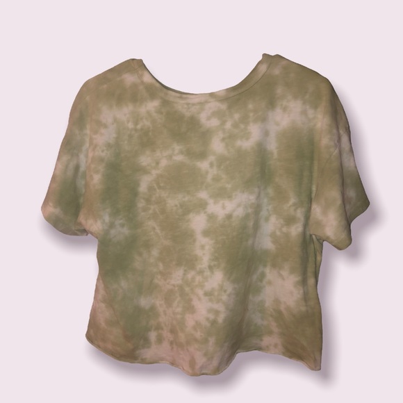 The Beatles graphic cropped t shirt crop top tie dye green white and pink - Picture 2 of 2